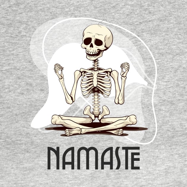 Cute skeleton yoga, namaste by One Eyed Cat Design